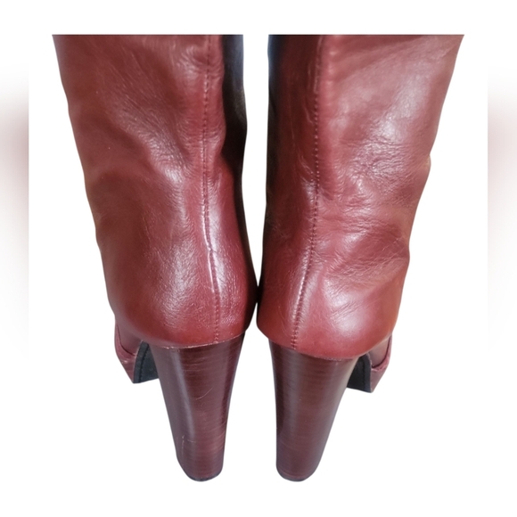 Vince Camuto Laird Women's Wine Red/ Burgundy Chunky Knee-High Leather Boots 9B - Picture 5 of 8